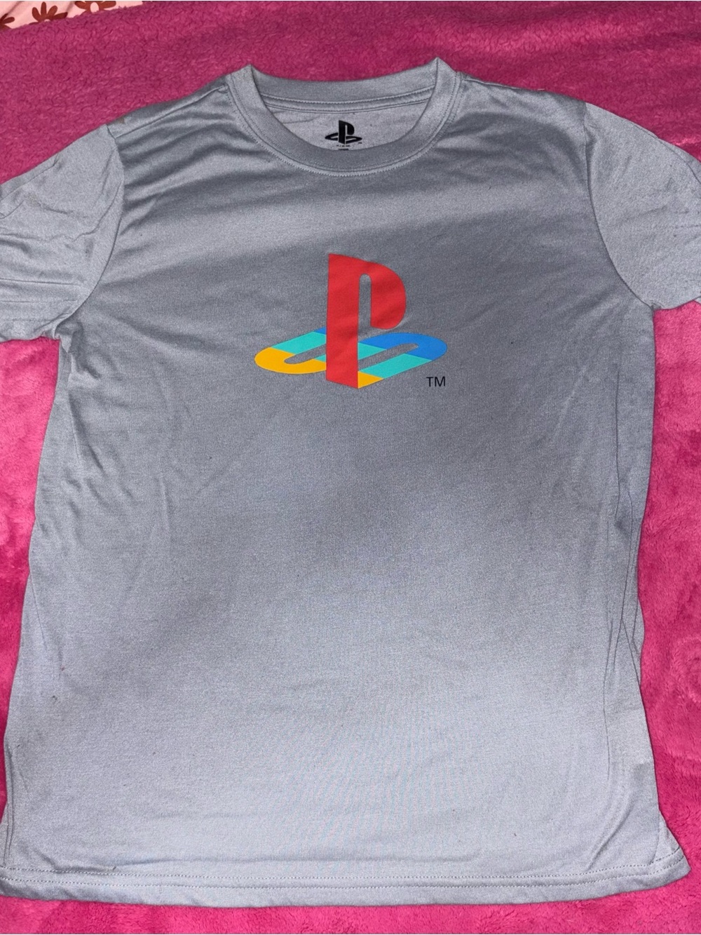 Sony Light Gray Tee with Red, Yellow, Cyan & Blue PlayStation Logo